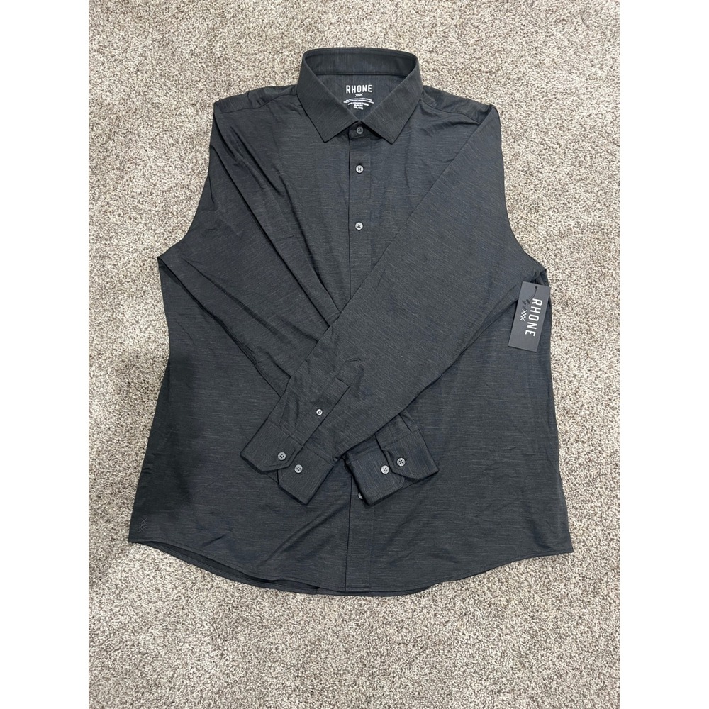 Rhone‎ Commuter Shirt Iron Oxford Grey Slim Fit XXL NWT 102508 Long Sleeve